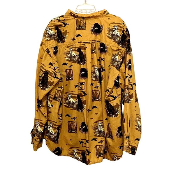 Vintage Outdoor Life Field Tested Button Front Shirt Mens 4X Yellow Hunting Dogs - Picture 3 of 4
